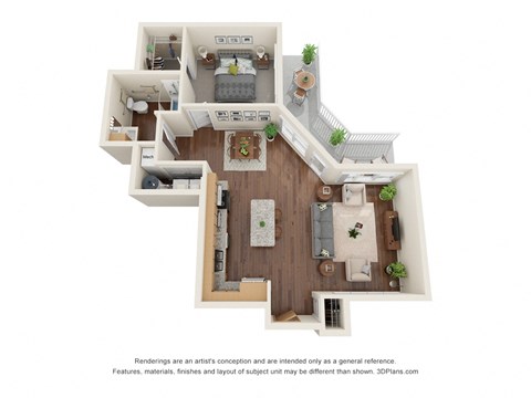 A3a Wheelchair Accessible Floor Plan at Willow Place 55+ Apartments, McDonough, GA